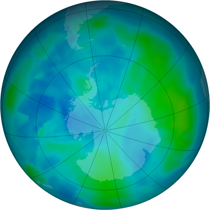 Antarctic ozone map for 26 February 2012